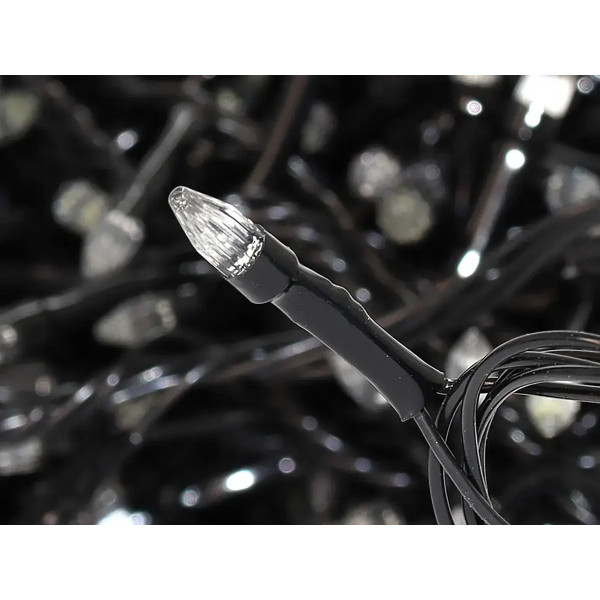 Гірлянда 200LED LED200W-2 чорний провід прозора конічна лампа (білий)