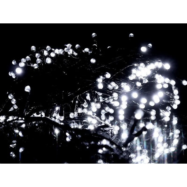 Гирлянда 100LED LED100W-12-1 (черный провод) (прозрачная круглая лампа) (белый)