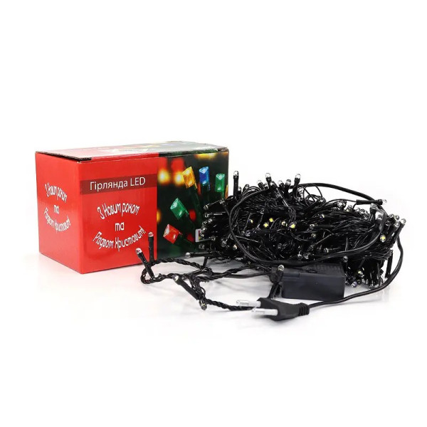 Гирлянда 200LED LED200WW-12-1 (черный провод) (прозрачная круглая лампа) (теплый белый) 