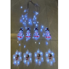 Xmas Гирлянда Штора Фигурки 3D снеговика и снежинки (3m*70cm) (95L) (Белый)