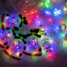 Xmas Гирлянда Штора Фигурки 3D снеговика и снежинки (3m*70cm) (95L) (Мультицветная)
