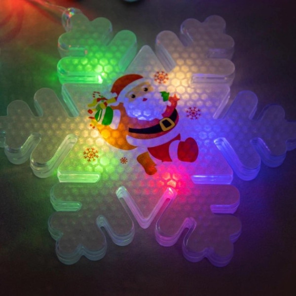 Xmas Гирлянда Штора Фигурки 3D снеговика и снежинки (3m*70cm) (95L) (Мультицветная)