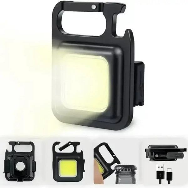 Фонарик-брелок MULTIFUNCTIONAL BL-J031-COB, Li-Ion аккумулятор, магнит, карабин, открывалка, ЗУ Type-C