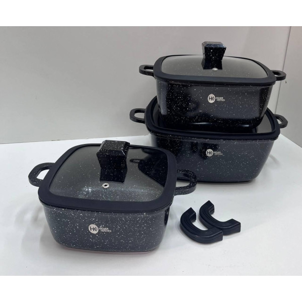 Набір каструль із силіконовими кришками Higher Kitchen HK-323