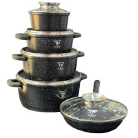 Набір каструль із гранітним покриттям Top Kitchen RED, BLACK  TK00020 10 предметів