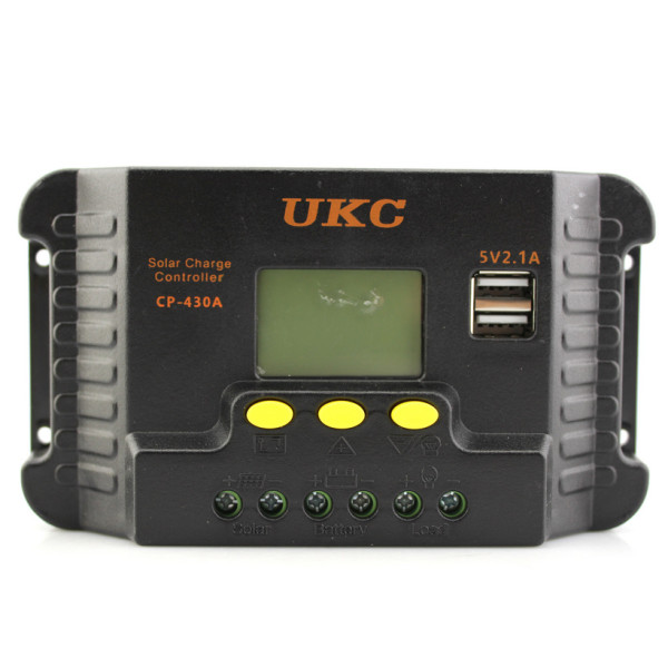 Контроллер заряда от солнечной батареи UKC CP- 430A (30A)