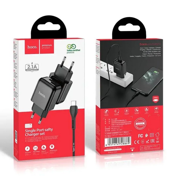 Зарядний пристрій з кабелем USB - Type-C Hoco N2 Vigour