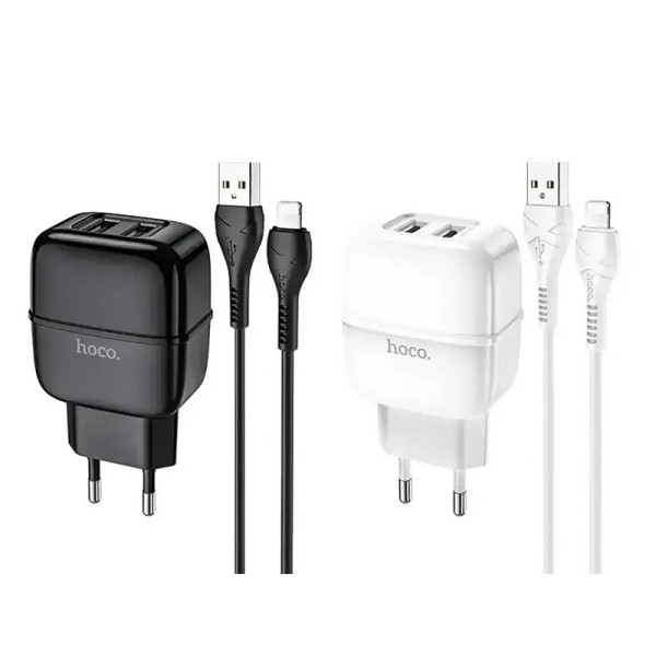 Зарядное устройство Hoco C77A Highway USB - Lightning (2 USB) (2.4A)