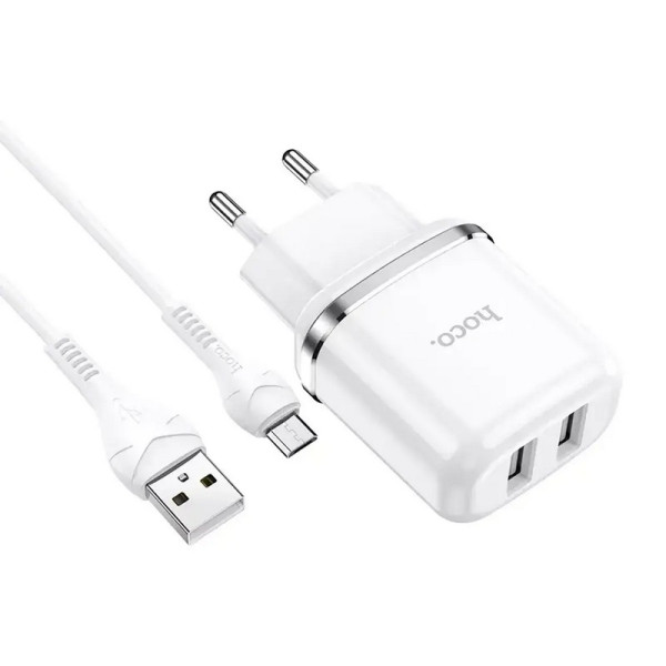Зарядний пристрій Hoco N4 Aspiring  USB - micro USB (2 USB) (2.4A)