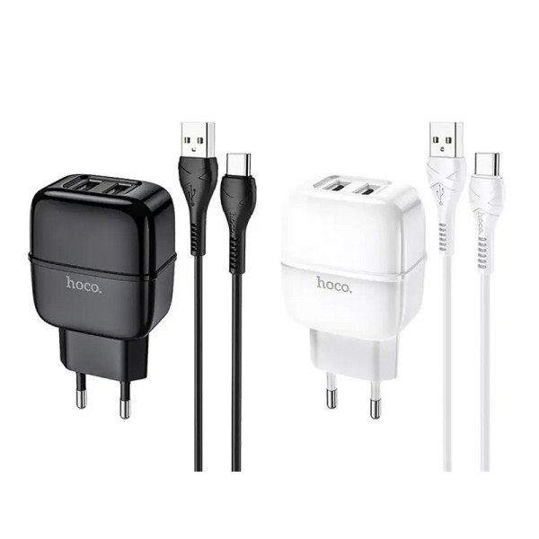 Зарядний пристрій Hoco C77A Highway USB - Type-C (2USB) (2.4A)