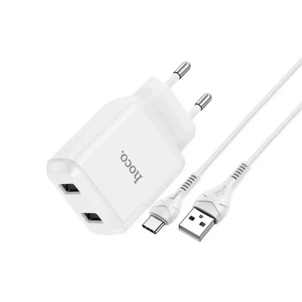 Зарядний пристрій Hoco N7 Speedy USB - Type-C (2USB) (2.4A)