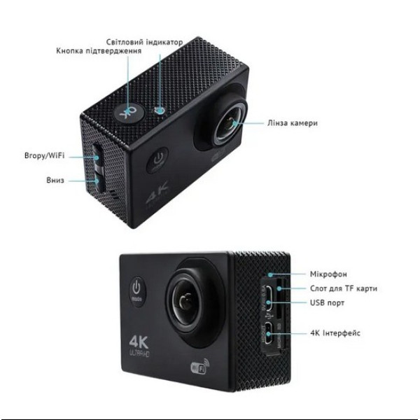 Экшн-камера с дисплеем UKC Action Sport Camera S2 4К/WIFI/microUSB/60fps