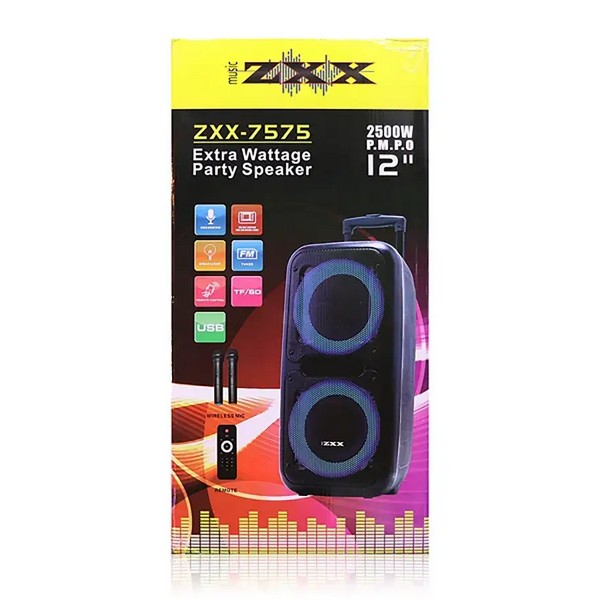 Акустическая система с пультом и двумя микрофонами ZXX-7575 12" (80х39х33см) (60Вт)
