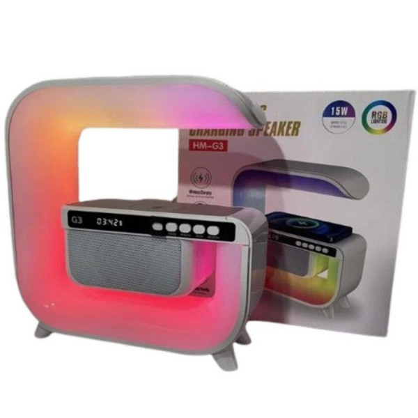 Нічник Light Sound Machine XM-G3, RGB нічник, годинник, бездротова зарядка, Bluetooth колонка