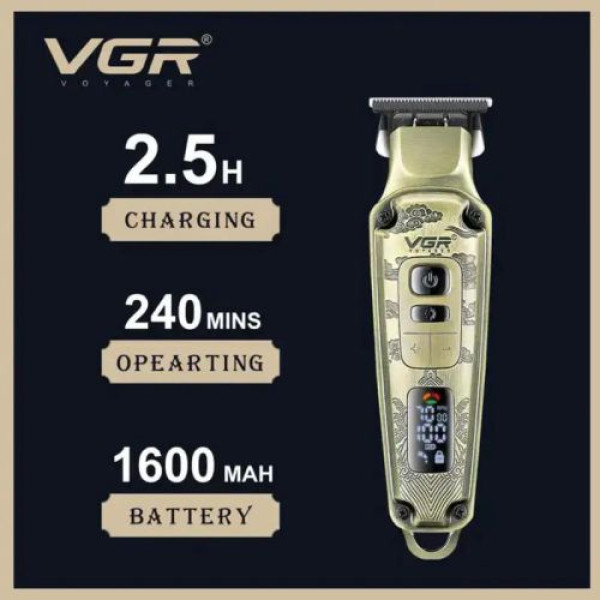 Триммер VGR V-901, 4 насадки, LED display