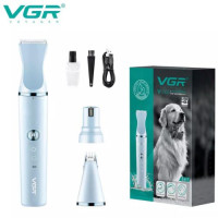 Машинка для стрижки тварин VGR V-205 3 в 1, 3 насадки, вбудований акумулятор