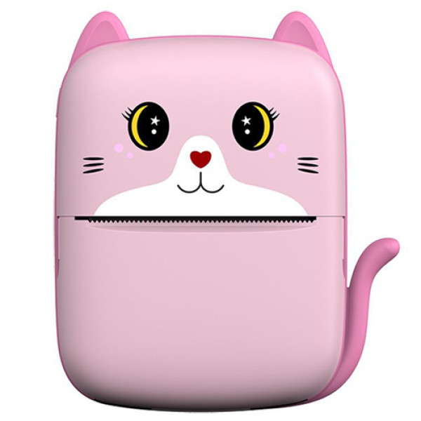 Детский термопринтер A8 Cat printer pink, bluetooth, ЗУ Type-C