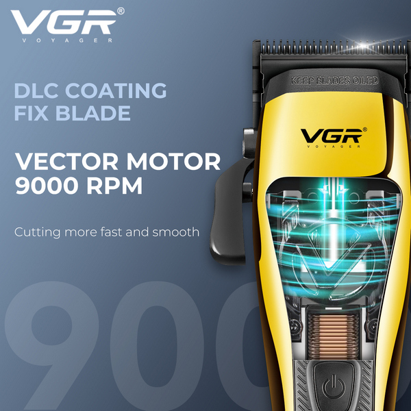 Аккумуляторная машинка для стрижки (clipper) VGR V-015, 6 насадок с магнитами, VECTOR MOTOR 9000 RPM, LED display