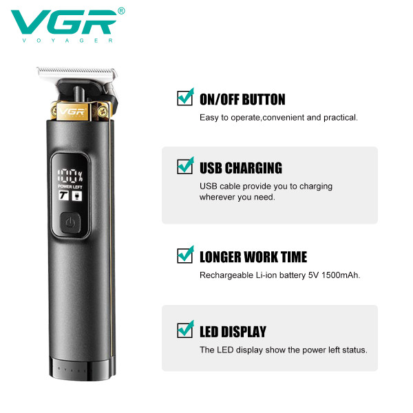 Тример VGR V-985, 4 насадки, LED display