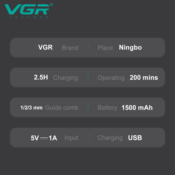 Тример VGR V-985, 4 насадки, LED display