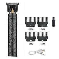 Машинка (триммер) для стрижки волос и бороды T9-2 BLACK, Li-Ion аккум., 4 насадки (1.5, 2, 3, 4 мм)