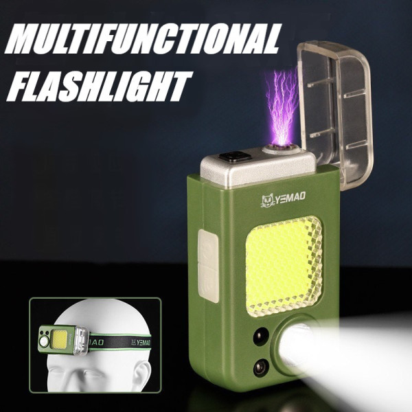 Фонарь налобный MULTIFUNCTIONAL YM-T618-LED+COB, Motion Sensor, Li-Ion аккум., зажигалка, ЗУ Type-C, Box