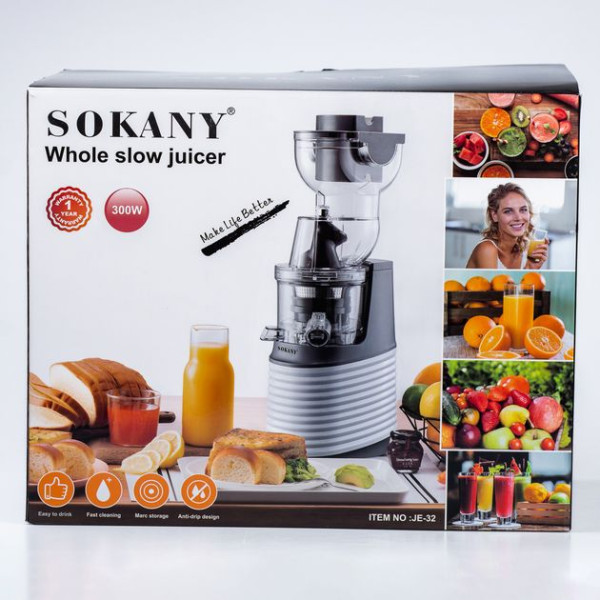 Электрическая соковыжималка SOKANY JE-32, 0.3л, 300вт