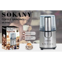 Электрическая кофемолка из нержавеющей стали для кофе и специй SOKANY SK-3020S, 200Вт