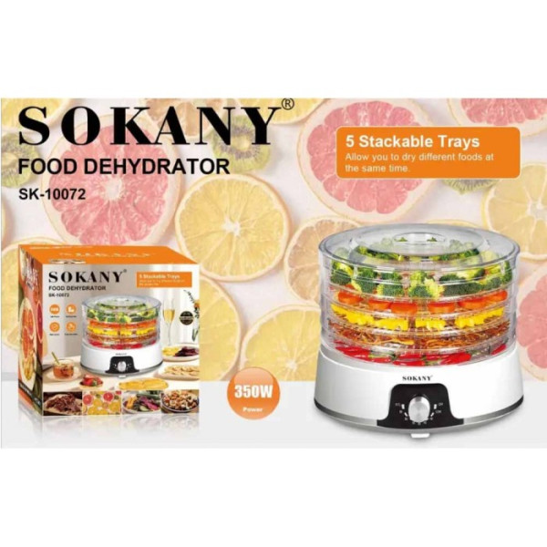 Сушарка для фруктів, овочів та інших продуктів, 5 секцій дегідратор SOKANY SK-10072, 350Вт