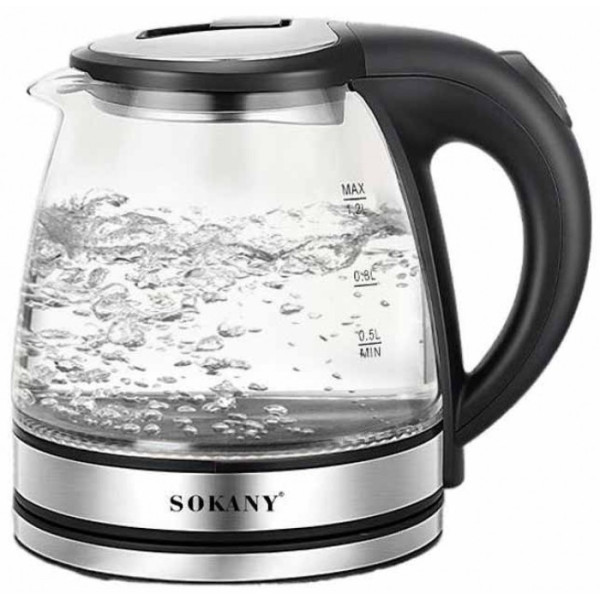 Электрический чайник с подсветкой и автоотключением SOKANY SK-SH-1059, 1.2л, 1500вт