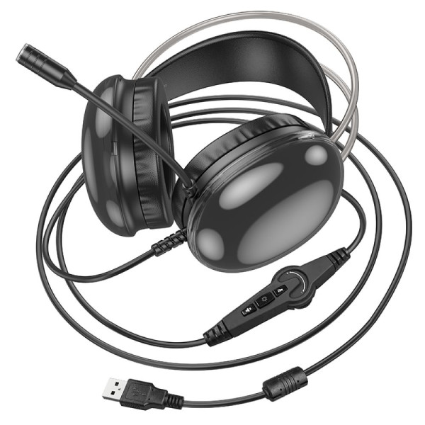 Ігрові Навушники Hoco W109 Plus Rich USB7.1 channel М'ята упаковка Чорний