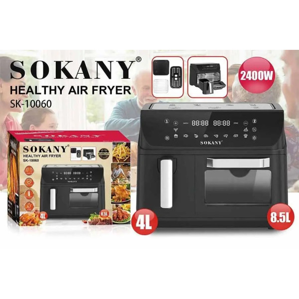 Аерофритюрниця з двома відсіками Sokany SK-10060, 8.5л, 4л, 2400Вт
