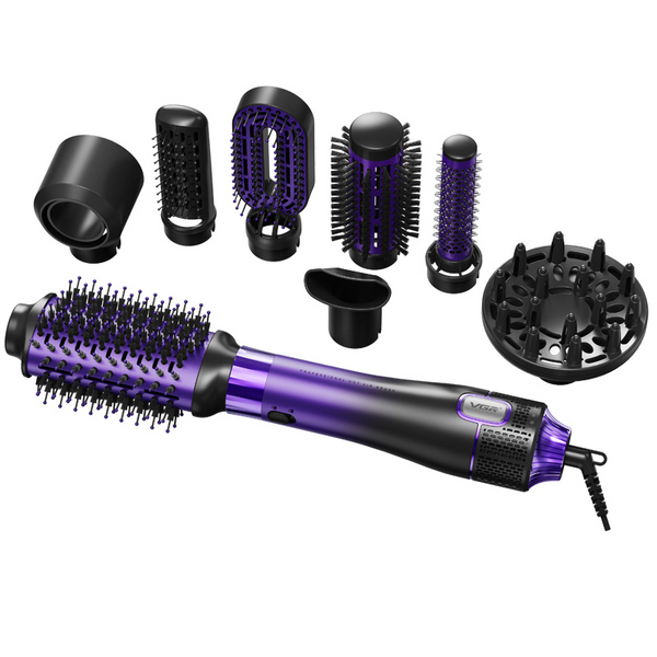 Фен-щетка стайлер VGR 8 в 1 V-488 PURPLE, 8 насадок, 4 режима