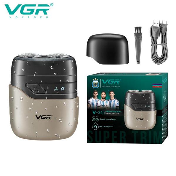 Электробритва VGR V-345 GREY, роторная, IPX7