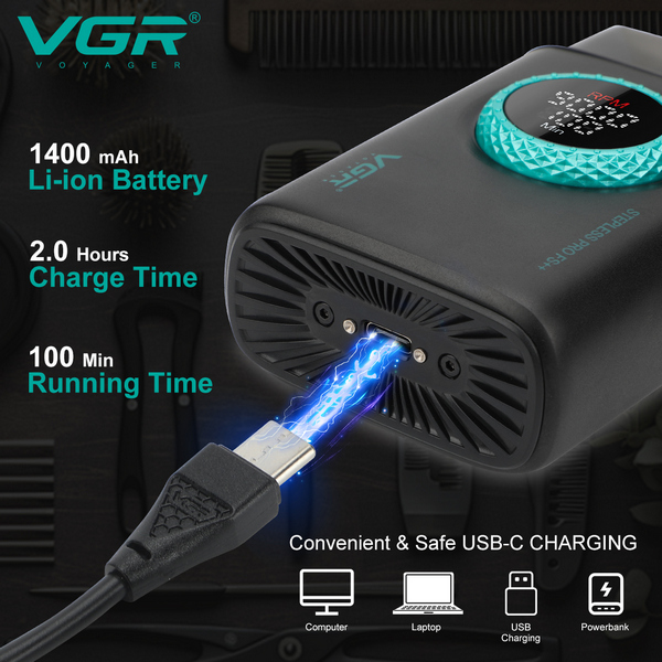 Электробритва VGR V-377 RED шейвер, двойное лезвие, регулировка мощности 7000-9000 RPM, LED display