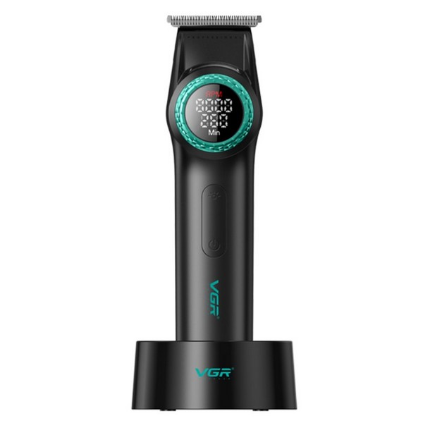 Триммер VGR V-977 BLACK, регулировка мощности 6000 - 8000 RPM, 2500 mAh, 4 насадки, LED display