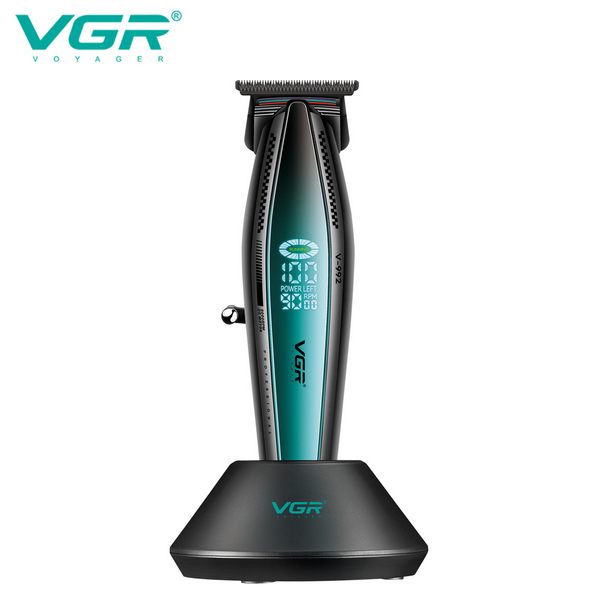 Триммер VGR V-992 GREEN, 9000 RPM, 2000 mAh, 3 насадки, LED дисплей