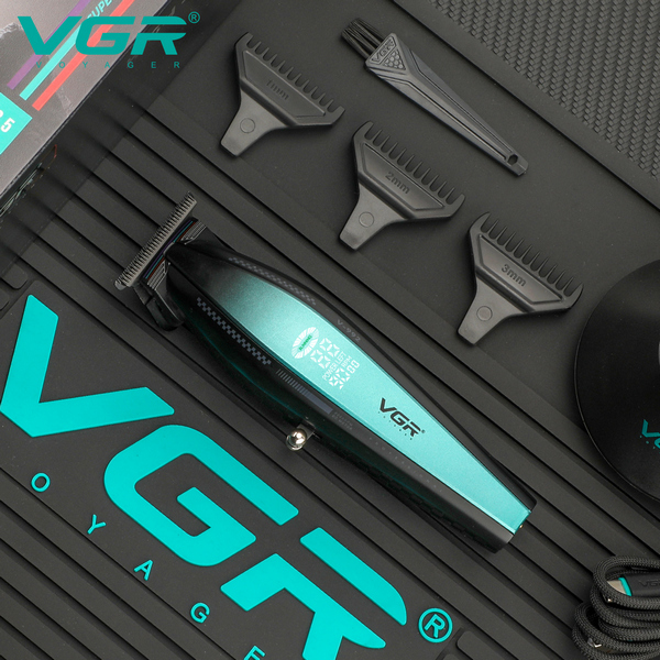 Триммер VGR V-992 GREEN, 9000 RPM, 2000 mAh, 3 насадки, LED дисплей