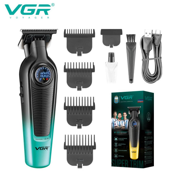 Тример VGR V-996 GREEN, 4 насадки, LED display
