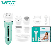 Эпилятор VGR 5 в 1 V-751 GREEN - PINK, 5 насадок, IPX6