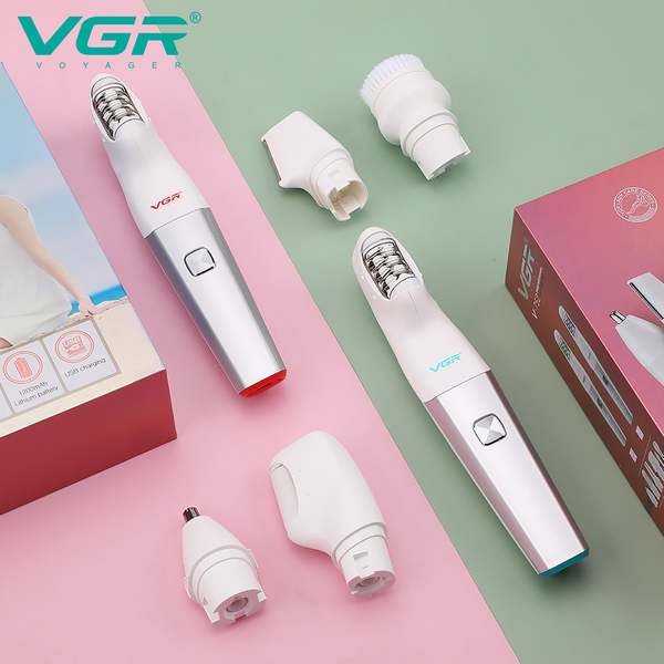 Эпилятор VGR 5 в 1 V-752 GREEN - RED, 5 насадок, IPX5
