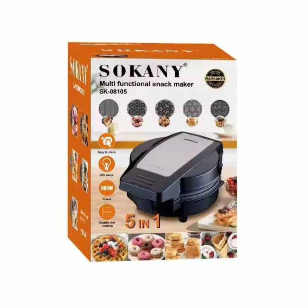 Електричний мультимейкер зі знімними пластинами 5в1 Sokany SK-08105 600 Вт 5 пластин з антипригарним покриттям