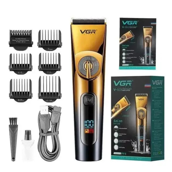 Машинка акумуляторна для стрижки VGR V-663 6 насадок