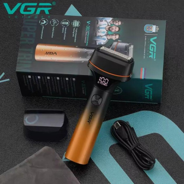 Чоловіча акумуляторна електробритва VGR V-382 LED дисплей сухе/вологі гоління