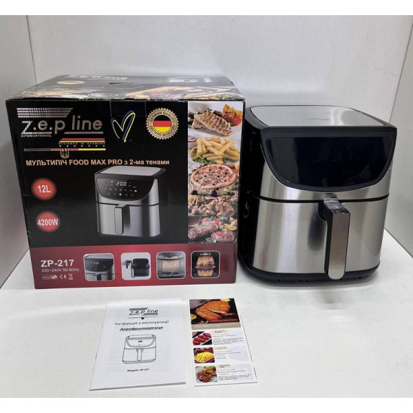 Фритюрница Zepline ZP-217 на 12 л с двумя тенами 4200 Вт, съемной корзиной и сенсорным управлением