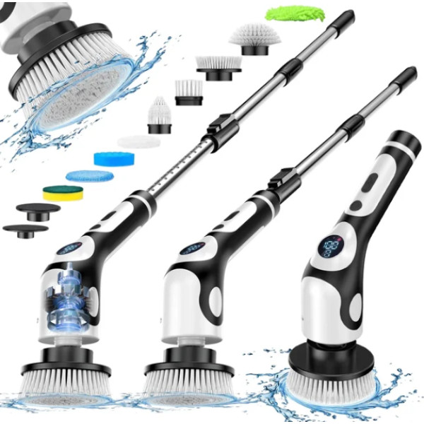Беспроводная щетка - беспроводная электрощетка для влажной уборки Cleaning Brush, 9 насадок