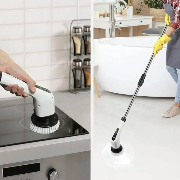 Беспроводная щетка - беспроводная электрощетка для влажной уборки Cleaning Brush, 9 насадок