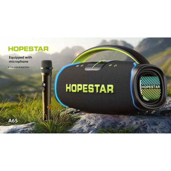 Портативна бездротова колонка з мікрофоном Bluetooth Hopestar A65 BT5.3, 300W, TWS, AUX/TF/USB, IPX6, 8h, 30000mAh