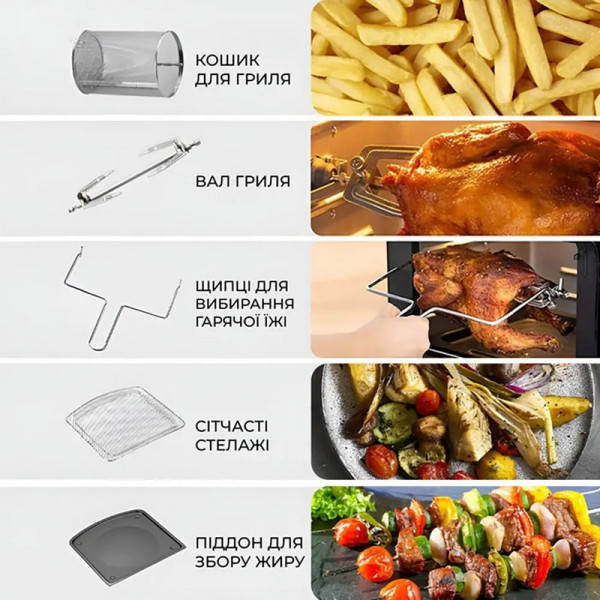 Духовка электрическая Sokany SK-10003 1800Вт, 18л, 80–200 °C Аэрофритюрница / Фритюрница без масла
