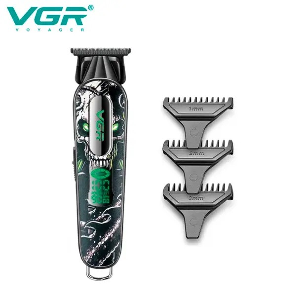 Триммер V-260 GREEN, 3 насадки, 2000mAh, 9000 RPM, LED display